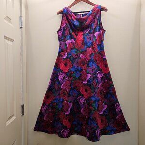 Talbots satin cowl-neck dress, floral